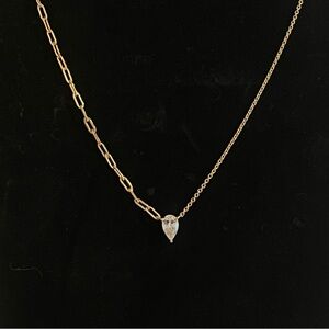 NEW Diamonique Sterling Silver Necklace with Teardrop Pendant